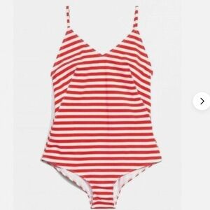& Other Stories Women Red and White Striped One Piece Swimsuit Size 8